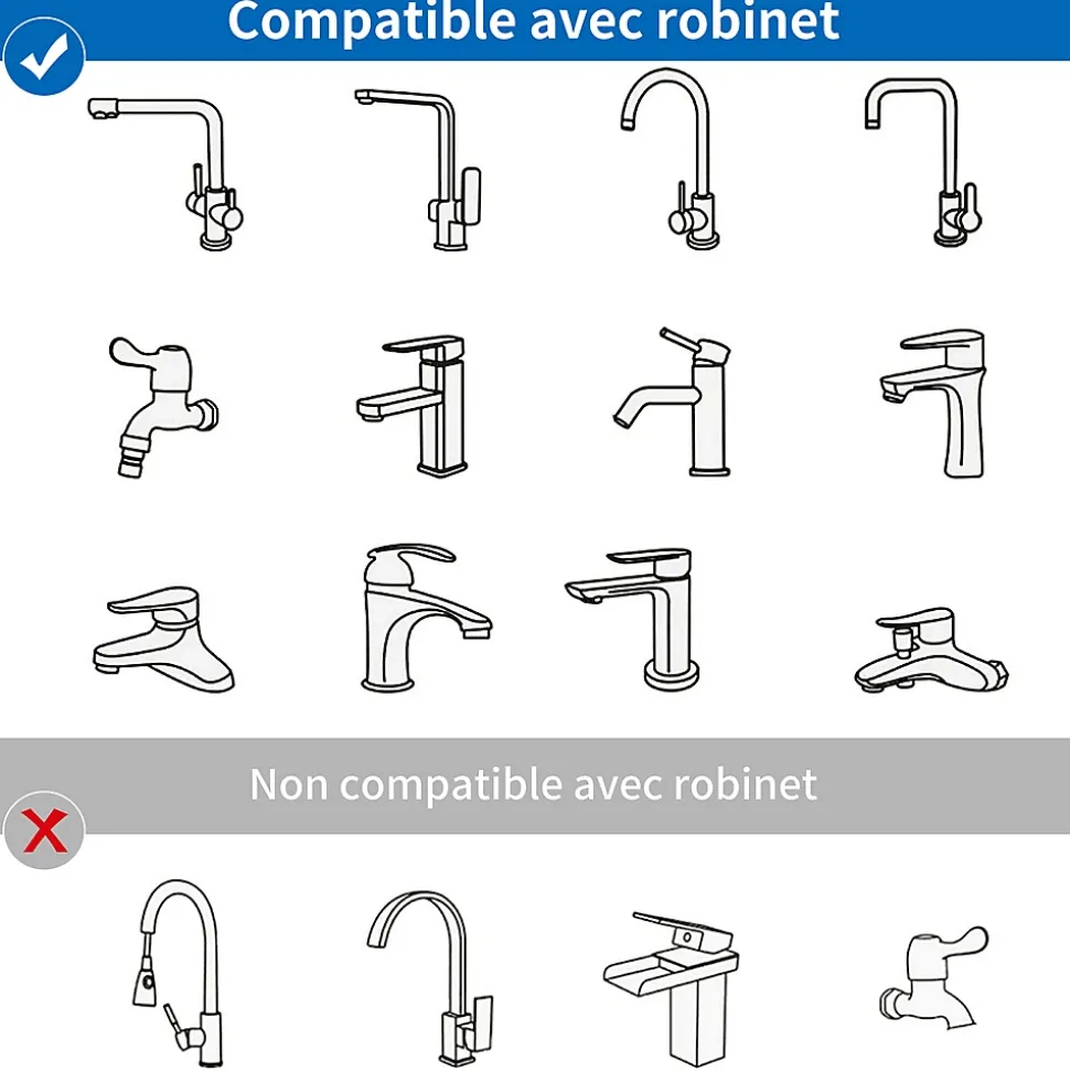 Embout Robinet Pivotant 1440 Mousseur Robinet 2 Jets avec Adaptateur 20/22/24 mm pour Cuisine ou Salle de Bain