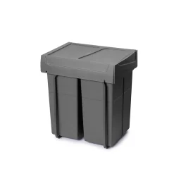 Emuca bac de tri sélectif a montage inférieur et extraction manuelle pour élément de cuisine Recycle, 2x25litres, Plastique gris