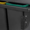 Emuca Bac de tri sélectif pour montage latéral sur meuble de cuisine Recycle 2x24litres, Acier, Plastique gris anthracite