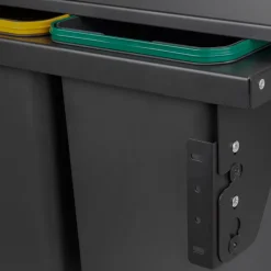 Emuca Bac de tri sélectif pour montage latéral sur meuble de cuisine Recycle 2x24litres, Acier, Plastique gris anthracite