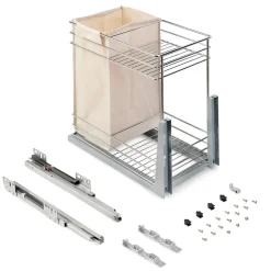 Emuca Chariot coulissant avec paniers et chariot à pain Supra avec fermeture à amortie, module 300, Acier, Chromé