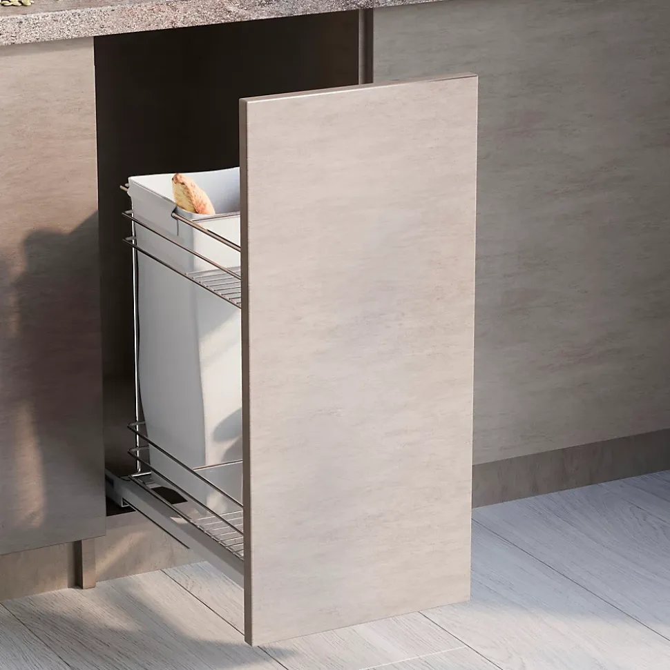 Emuca Chariot coulissant avec paniers et chariot à pain Supra avec fermeture à amortie, module 300, Acier, Chromé