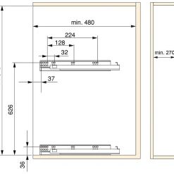 Emuca Chariot extractible Suprastar avec fermeture amortie, module 300mm, Acier, Chromé