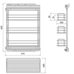 Emuca Chariot extractible Suprastar avec fermeture amortie, module 300mm, Acier, Chromé