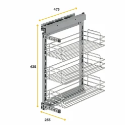Emuca Chariot extractible Suprastar avec fermeture amortie, module 300mm, Acier, Chromé