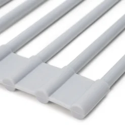 Emuca Egouttoir flexible et enroulable en silicone, acier et plastique, gris