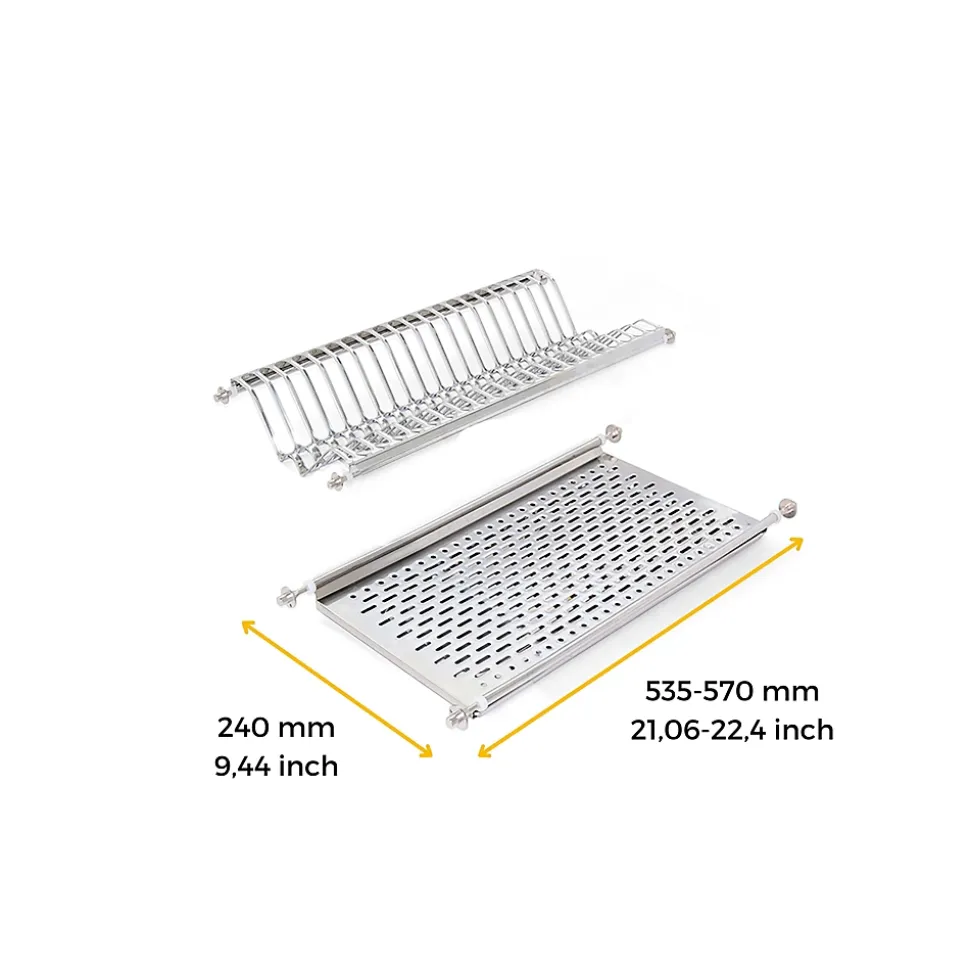 Emuca Egouttoir porte-assiettes pour meuble haut, module 600mm, acier inoxydable