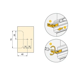 Emuca Kit de 2 profils centraux Gola pour meubles de cuisine, longueur 2,35m, avec accessoires, Aluminium, Anodisé mat