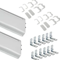 Emuca Kit de 2 profils centraux Gola pour meubles de cuisine, longueur 2,35m, avec accessoires, Aluminium, Anodisé mat