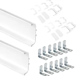 Emuca Kit de 2 profils centraux Gola pour meubles de cuisine, longueur 2,35m, avec accessoires, Aluminium, Peint en blanc