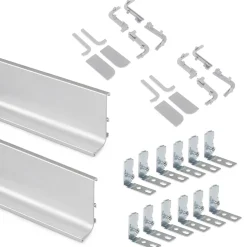 Emuca Kit de 2 profils supérieurs Gola pour meubles de cuisine, longueur 2,35m, avec accessoires, Aluminium, Anodisé mat