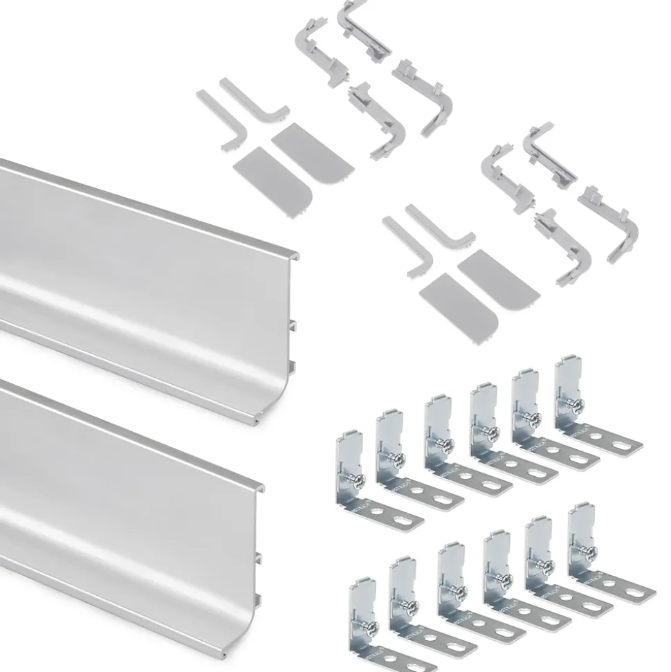 Emuca Kit de 2 profils supérieurs Gola pour meubles de cuisine, longueur 2,35m, avec accessoires, Aluminium, Anodisé mat