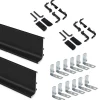 Emuca Kit de 2 profils supérieurs Gola pour meubles de cuisine, longueur 2,35m, avec accessoires, Aluminium, Peint en noir