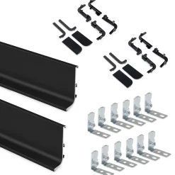 Emuca Kit de 2 profils supérieurs Gola pour meubles de cuisine, longueur 2,35m, avec accessoires, Aluminium, Peint en noir