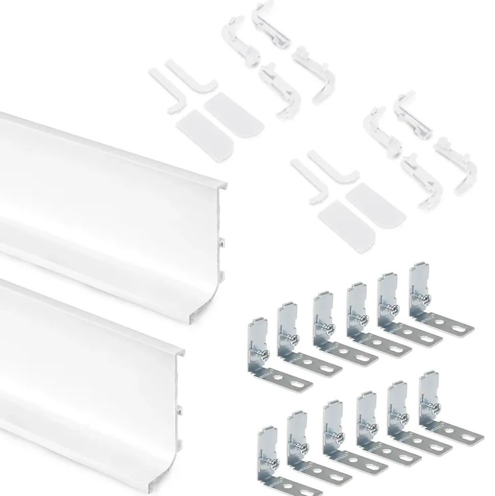 Emuca Kit de 2 profils supérieurs Gola pour meubles de cuisine, longueur 2,35m, avec accessoires, Aluminium, peint blanc.