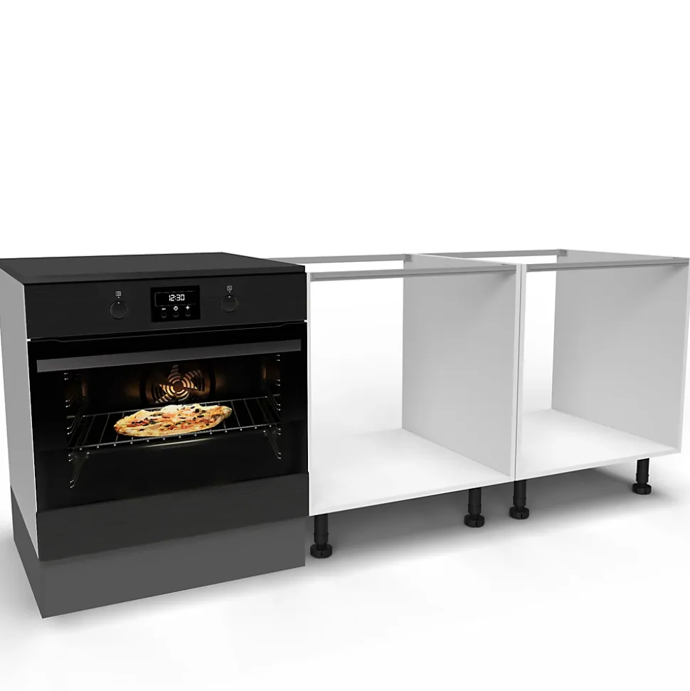 Emuca Kit de 4 profils transversaux pour meubles de cuisine Albeam, avec accessoires à visser, aluminium et plastique, anodisé mat