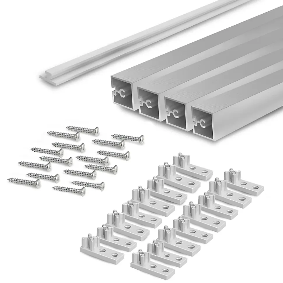 Emuca Kit de 4 profils transversaux pour meubles de cuisine Albeam, avec accessoires à visser, aluminium et plastique, anodisé mat
