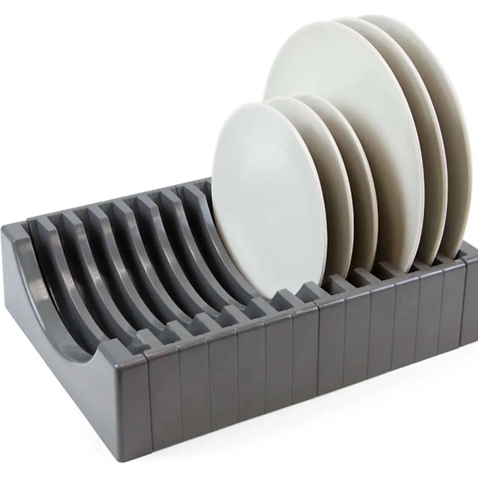 Emuca Kit de rangement pour assiettes, 13 assiettes maximum, Plastique, Gris antracite