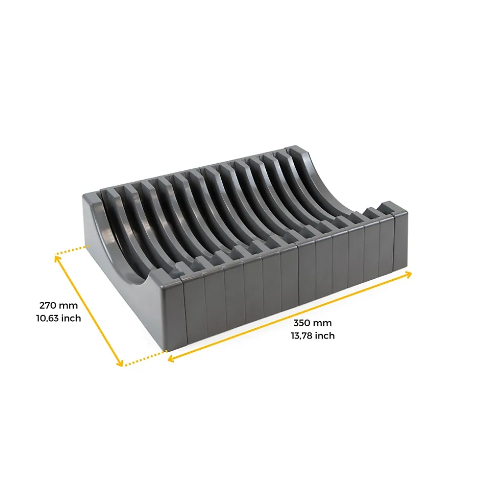 Emuca Kit de rangement pour assiettes, 13 assiettes maximum, Plastique, Gris antracite