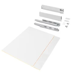 Emuca Kit de tiroirs pour cuisine ou salle de bains Vertex avec réglages 3D, hauteur 93mm, avec panneaux inclus, module 900mm,