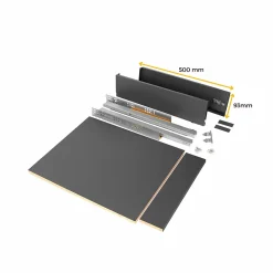 Emuca Kit de tiroirs pour cuisine ou salle de bains Vertex, hauteur 93mm, avec panneaux inclus, module 450mm, peint en blanc