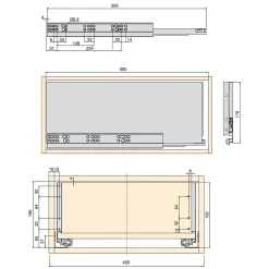 Emuca Kit de tiroirs pour cuisine ou salle de bains Vertex, hauteur 178mm, avec panneaux inclus, module 450mm, Peint en blanc