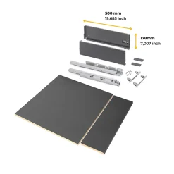 Emuca Kit de tiroirs pour cuisine ou salle de bains Vertex avec réglages 3D, hauteur 178mm, avec panneaux inclus, module 600mm,