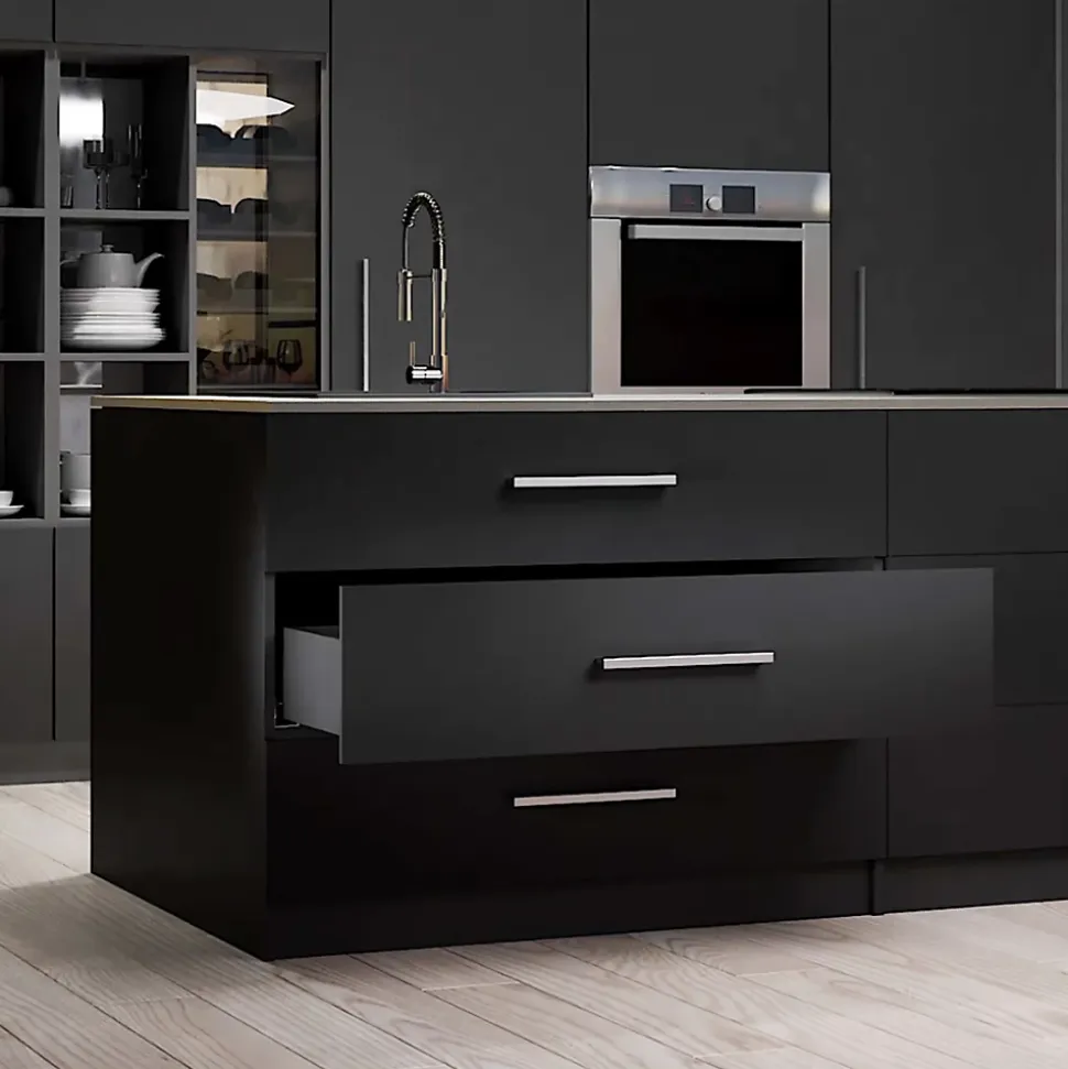 Emuca Kit de tiroirs pour cuisine ou salle de bains Vertex avec réglages 3D, hauteur 178mm, avec panneaux inclus, module 600mm,