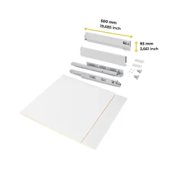 Emuca Kit de tiroirs pour cuisine ou salle de bains Vertex avec réglages 3D, hauteur 93mm, avec panneaux inclus, module 450mm,