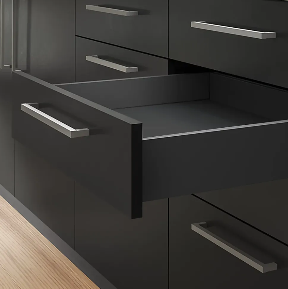 Emuca Kit de tiroirs pour cuisine ou salle de bains Vertex avec réglages 3D, hauteur 93mm, avec panneaux inclus, module 900mm,