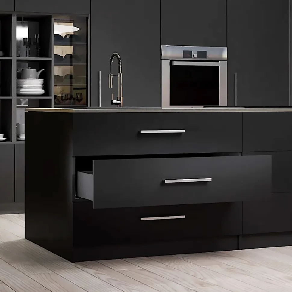 Emuca Kit de tiroirs pour cuisine ou salle de bains Vertex avec réglages 3D, hauteur 93mm, avec panneaux inclus, module 900mm,