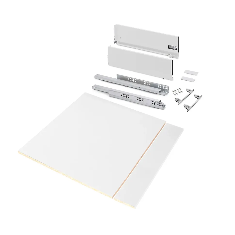 Emuca Kit de tiroirs pour cuisine ou salle de bains Vertex avec réglages 3D, hauteur 178mm, avec panneaux inclus, module 600mm,