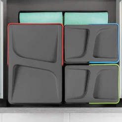 Emuca Kit poubelle de tri sélectif pour tiroir de cuisine avec socle Recycle hauteur 266mm, 1x15litres, 2x7litres, module 600mm,