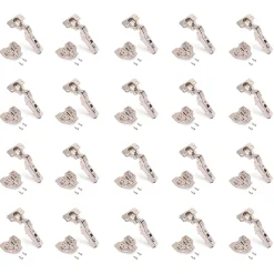 Emuca Lot de 20 charnières coudées X91 à fermeture amortie et embases euro, Hauteur 0, Acier, nickelé