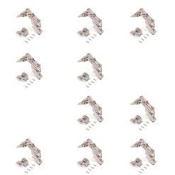 Emuca Lot de 10 charnières coudées X91 Ouverture à 165 degrés avec fermeture amortie et embases Euro, Hauteur 0, Acier, Nickelé