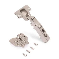 Emuca Lot de 20 charnières droites X91 à fermeture amortie avec embases à visser, Hauteur 0, Acier, Nickelé