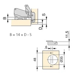Emuca Lot de 10 charnières droites X91 à ouverture de 165 degrés avec fermeture amortie et embases euro, hauteur 0, acier, nickelé