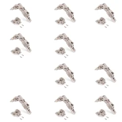 Emuca Lot de 10 charnières droites X91 à ouverture de 165 degrés avec fermeture amortie et embases euro, hauteur 0, acier, nickelé