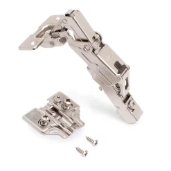 Emuca Lot de 10 charnières droites X91 à ouverture de 165 degrés avec fermeture amortie et embases euro, hauteur 0, acier, nickelé