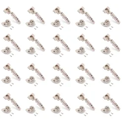 Emuca Lot de 20 charnières droites X92N et embases de montage mixtes, Diamètre 5x9.5mm, Hauteur 0, Acier, Nickelé