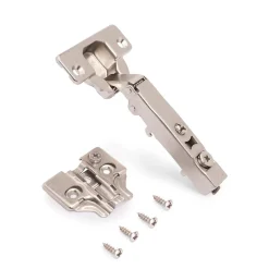 Emuca Lot de 20 charnières droites X92 avec fermeture amortie et embase à visser, Hauteur 0, Acier, Nickelé