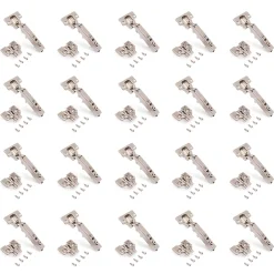 Emuca Lot de 20 charnières droites X92 avec fermeture amortie et embase à visser, Hauteur 0, Acier, Nickelé