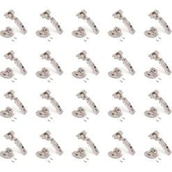 Emuca Lot de 20 charnières droites X91N avec embases de montage mixtes, Diamètre 5x9.5mm, Hauteur 0, Acier, Nickelé