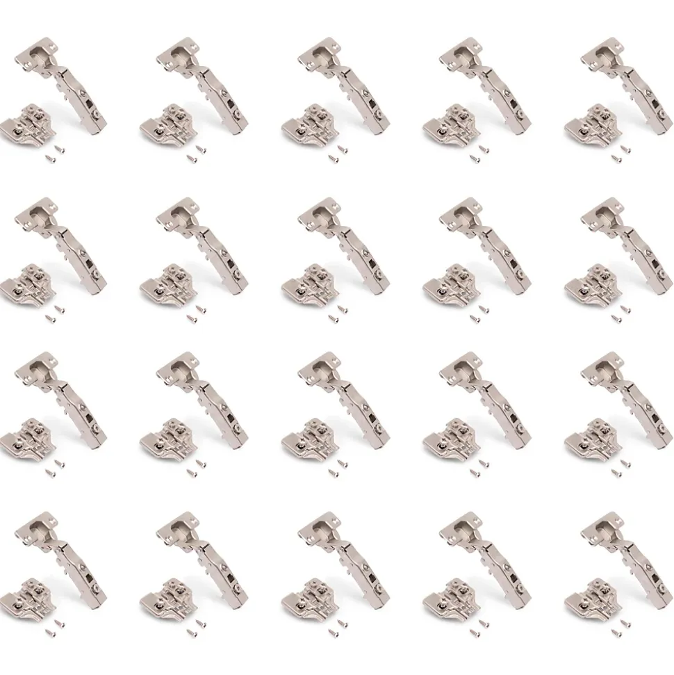 Emuca Lot de 20 charnières droites X91N avec embases de montage mixtes, Diamètre 5x9.5mm, Hauteur 0, Acier, Nickelé