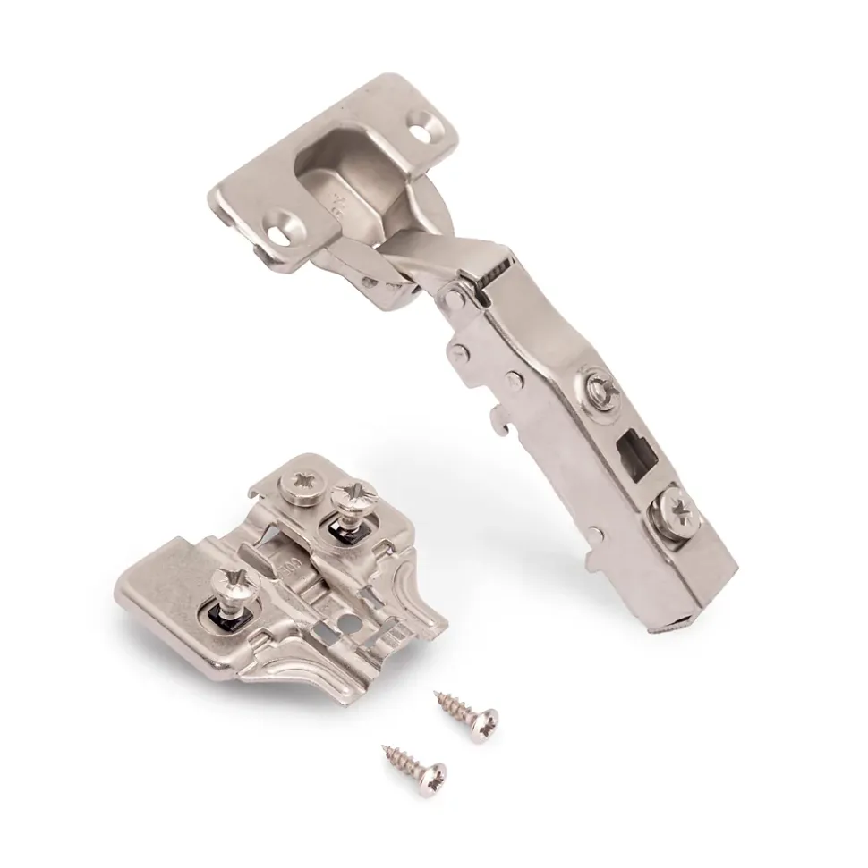 Emuca Lot de 20 charnières droites X91N avec embases de montage mixtes, Diamètre 5x9.5mm, Hauteur 0, Acier, Nickelé