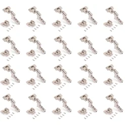 Emuca Lot de 20 charnières super coudées X92 avec fermeture amortie et embases à visser, Hauteur 0, Acier, Nickelé