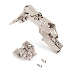 Emuca Lot de 10 charnières Super coudées X91 ouverture à 165 degrés avec fermeture amortie et embases Euro, hauteur 0, acier,