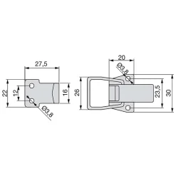 Emuca Lot de 10 fermetures à levier pour meubles, Acier, zingué