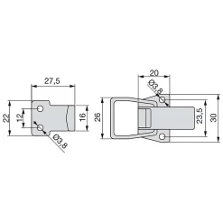 Emuca Lot de 10 fermetures à levier pour meubles, Acier, zingué