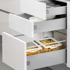 Emuca Lot de 10 tiroirs de cuisine Ultrabox, hauteur 150mm, profondeur 400mm, Acier, Gris métallisé